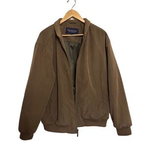 Roundtree & Yorke Brown Bomber Jacket with Ribbed Collar